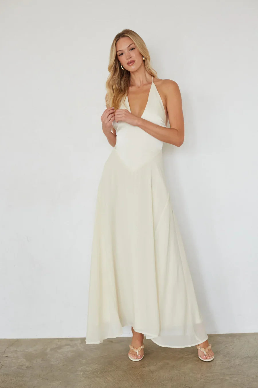 Robe longue Renata contrastée