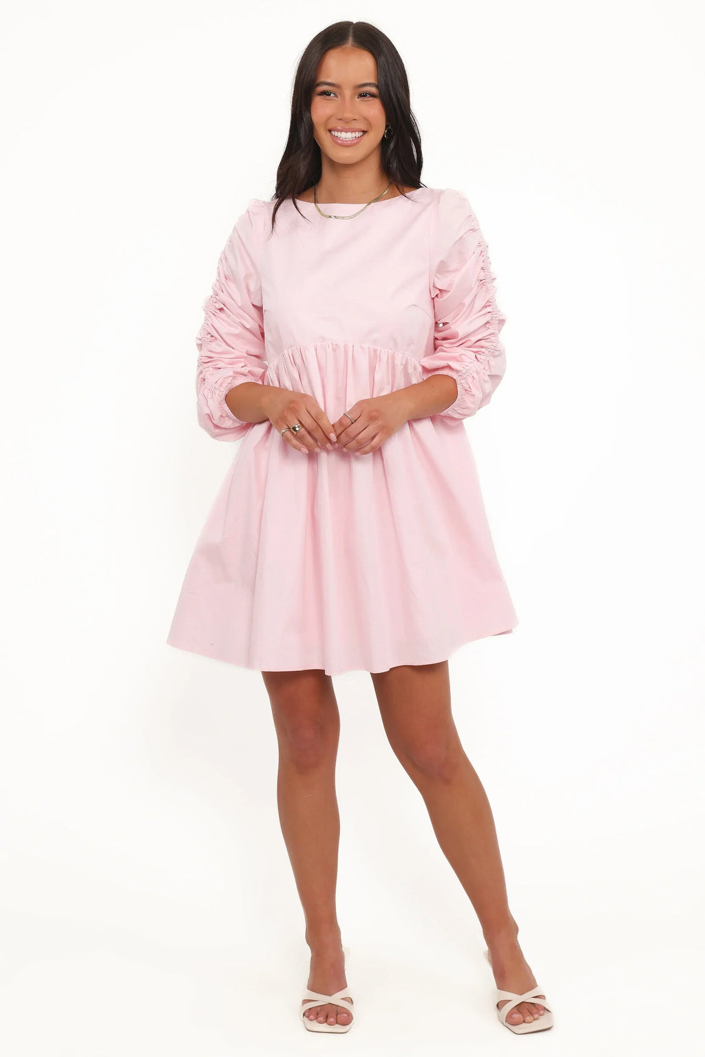 Robe courte à manches longues Micaela - Rose