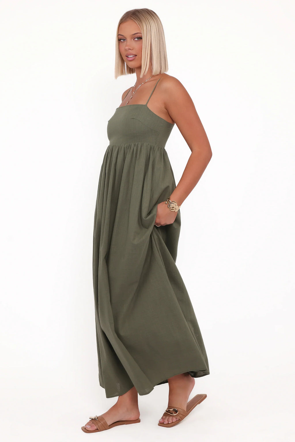 Robe longue Odessa - Vert palmier