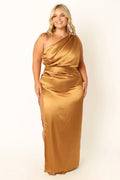 Robe longue asymétrique Nadia - Bronze