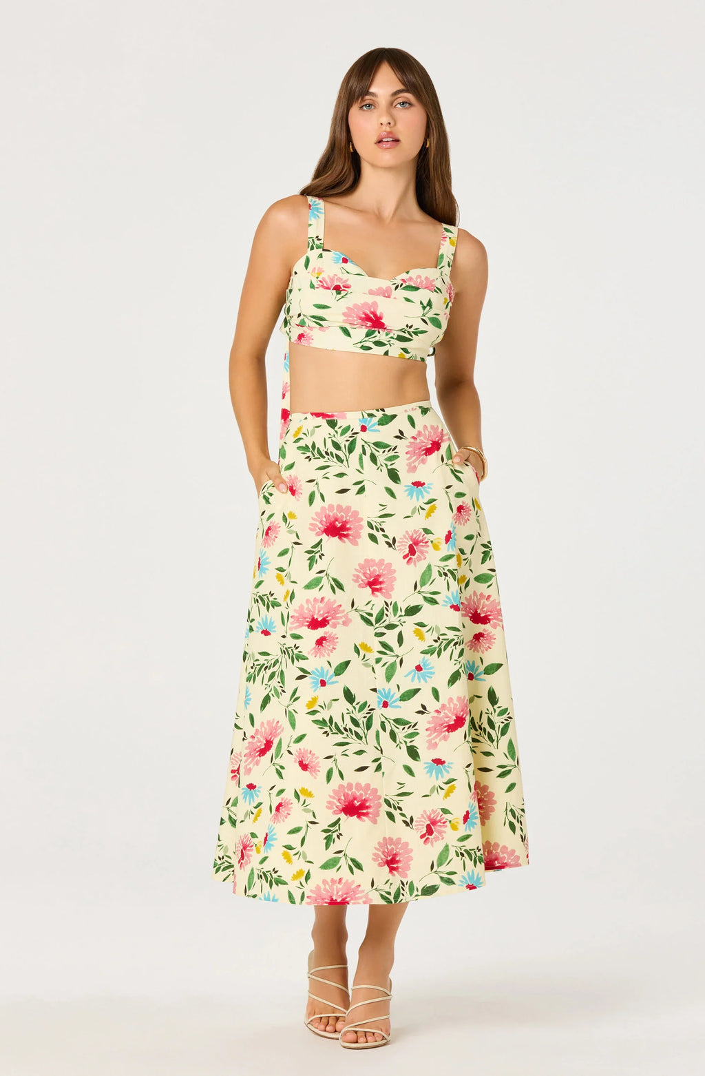 Myria Print Linen A-Line Midi Skirt