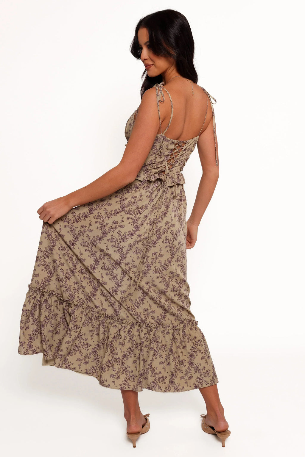 Robe midi Karie - Olive/Violet foncé