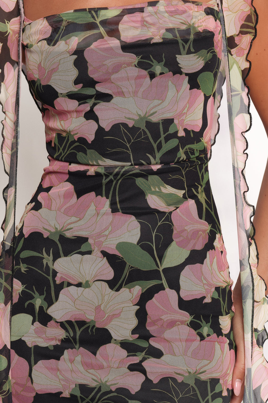 Robe longue Chiara - Noir fleuri