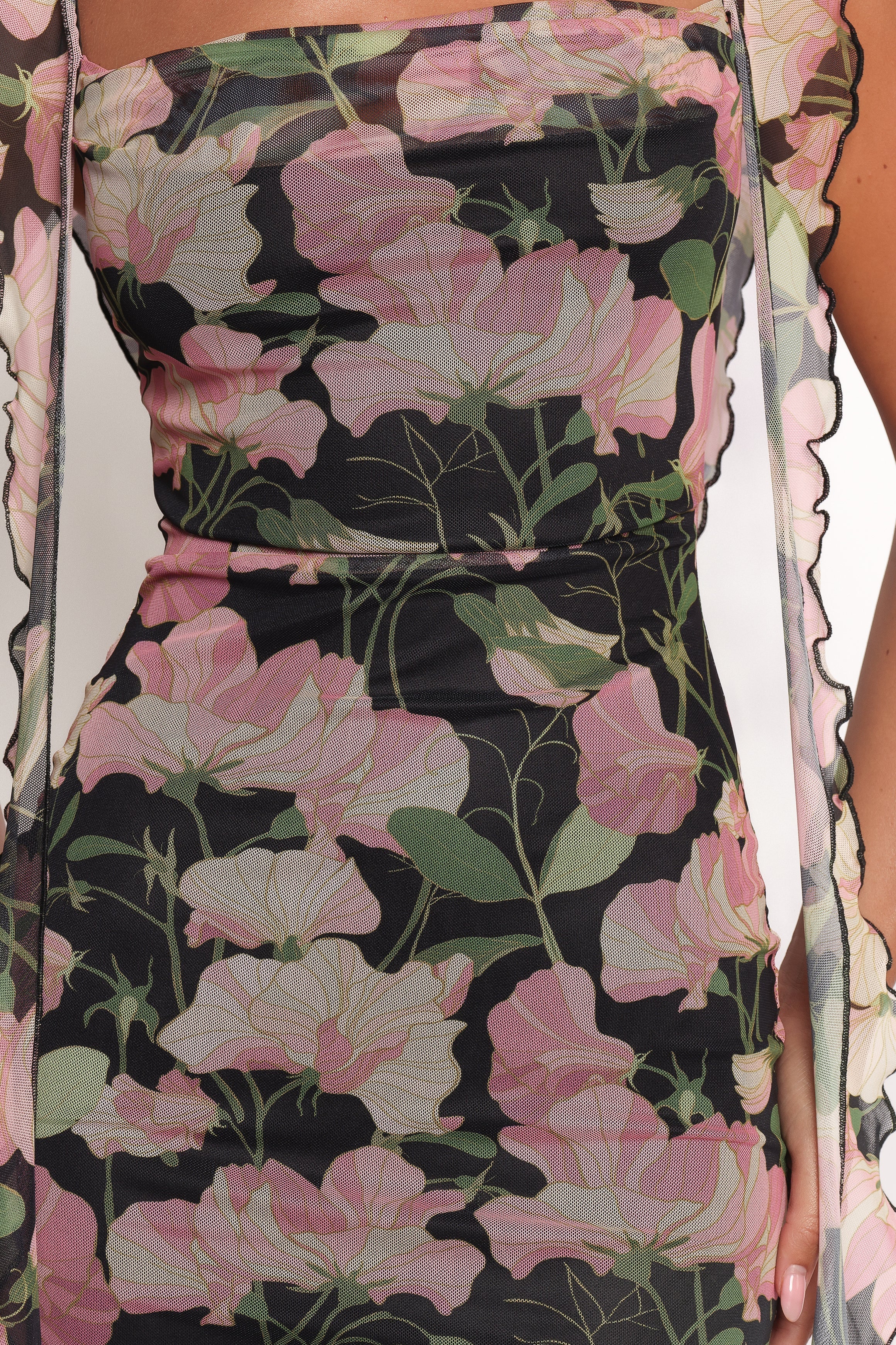 Robe longue Chiara - Noir fleuri