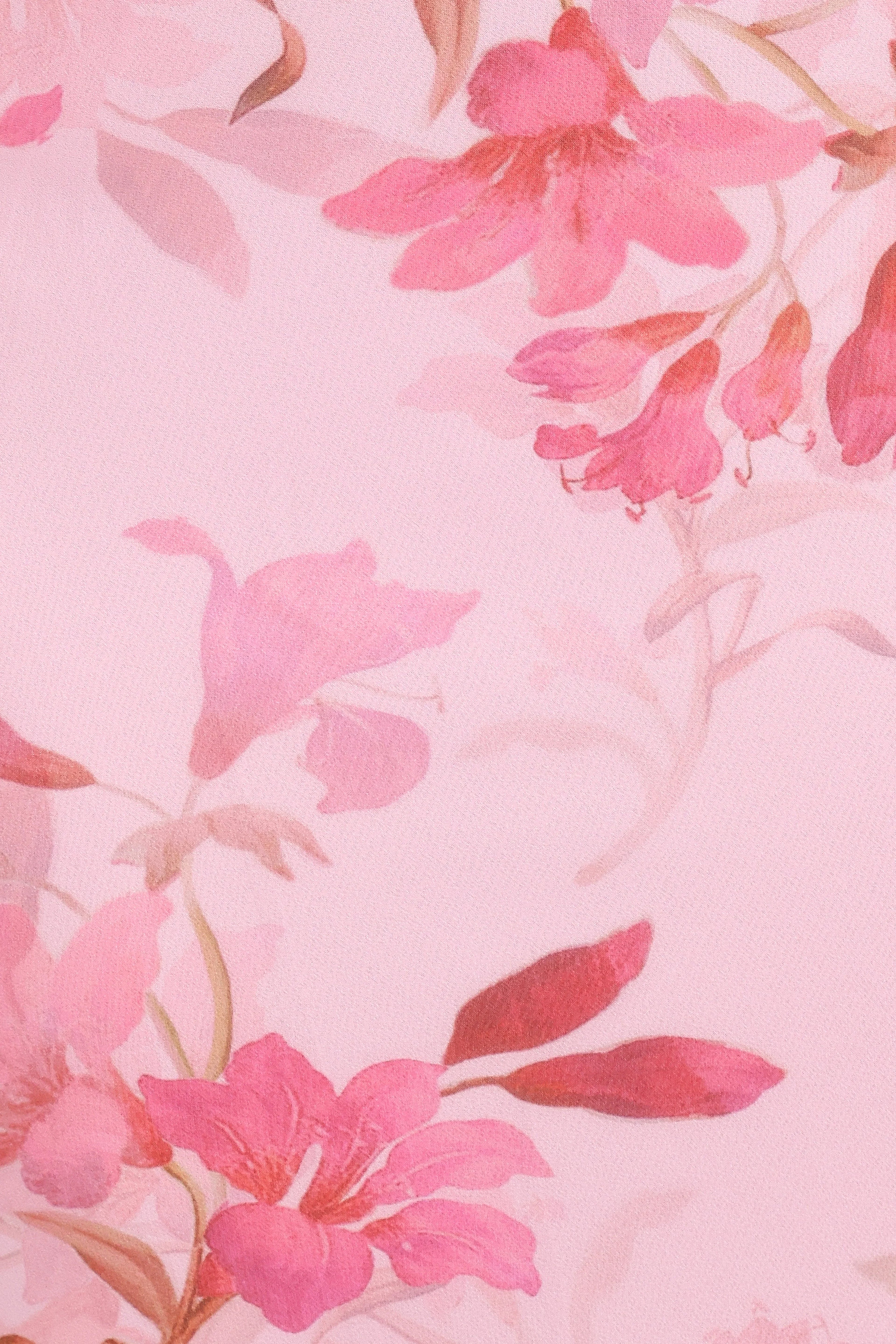 Robe mi-longue Esther - Imprimé fleuri rose