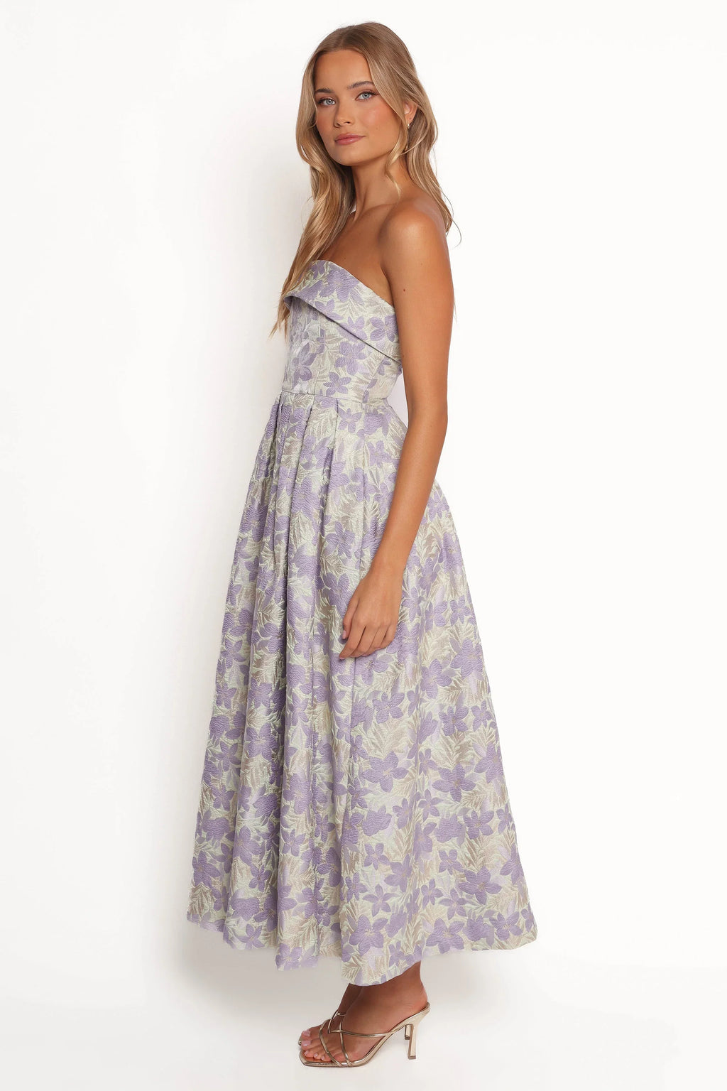 Robe Midi bustier Rhea - Fleuri sauge