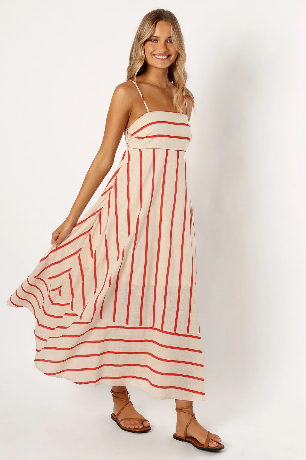 Robe longue Brea - Rayures crème