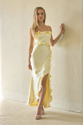 Adrianna Satin Ruffle Maxi Dress