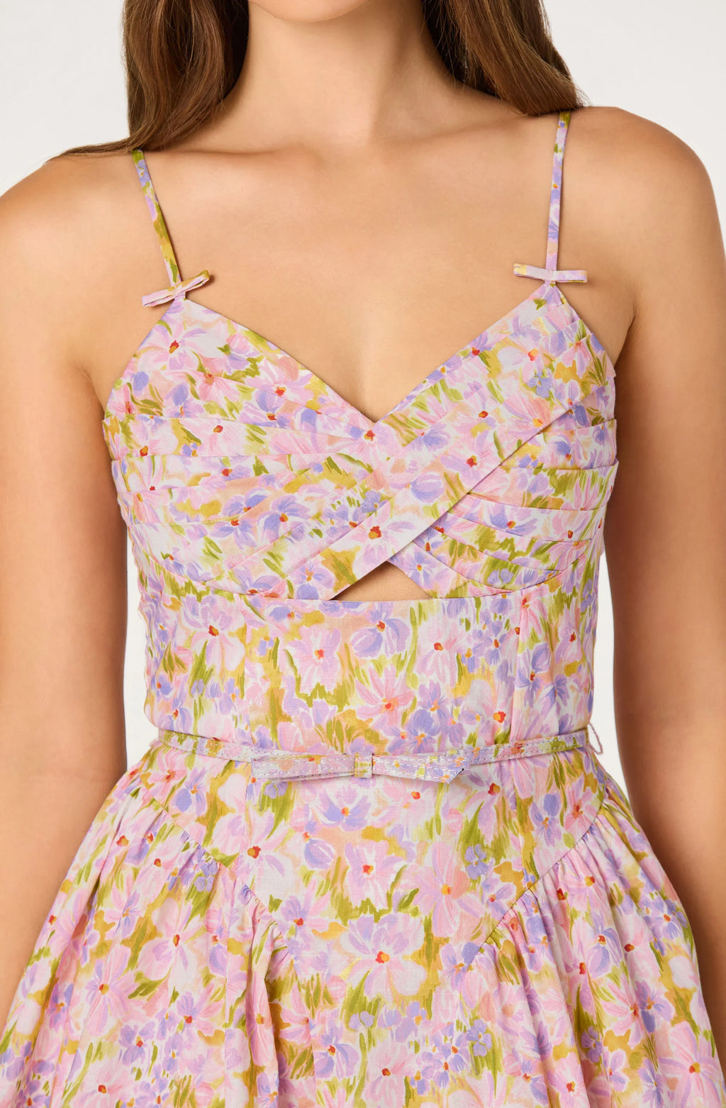 Isha Floral Sweetheart Mini Dress with Belt