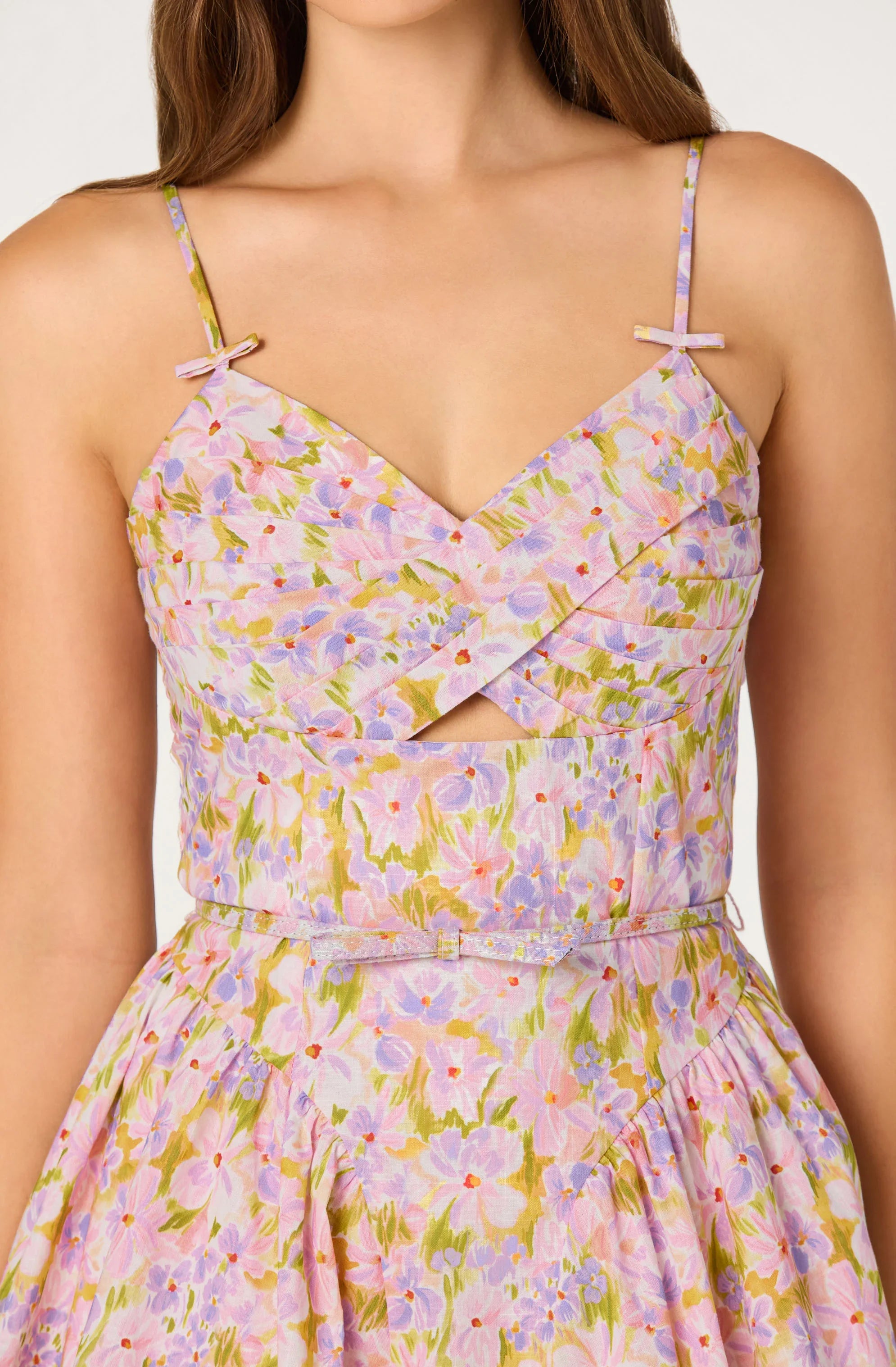 Isha Floral Sweetheart Mini Dress with Belt
