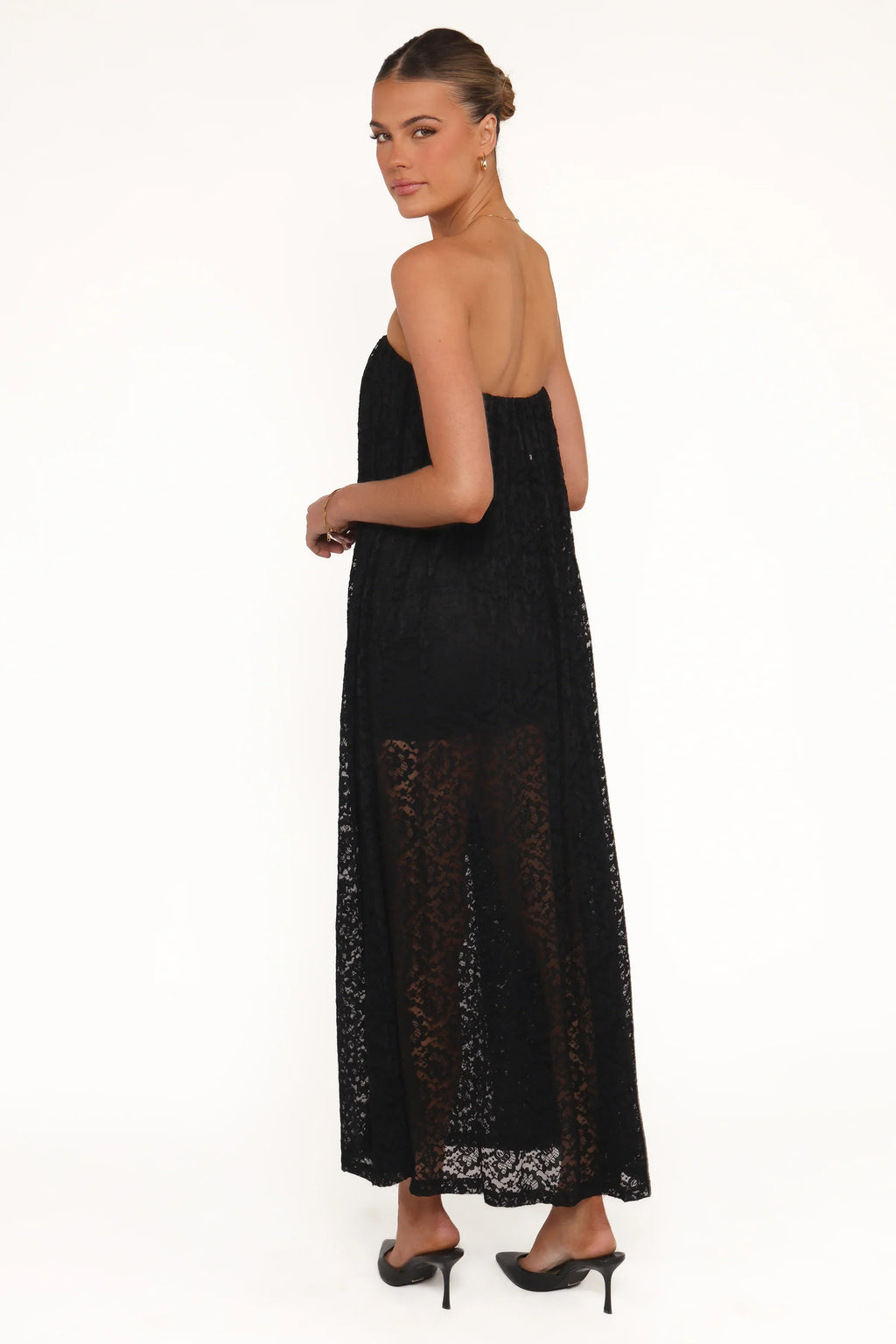 Robe longue Davina - Dentelle noire