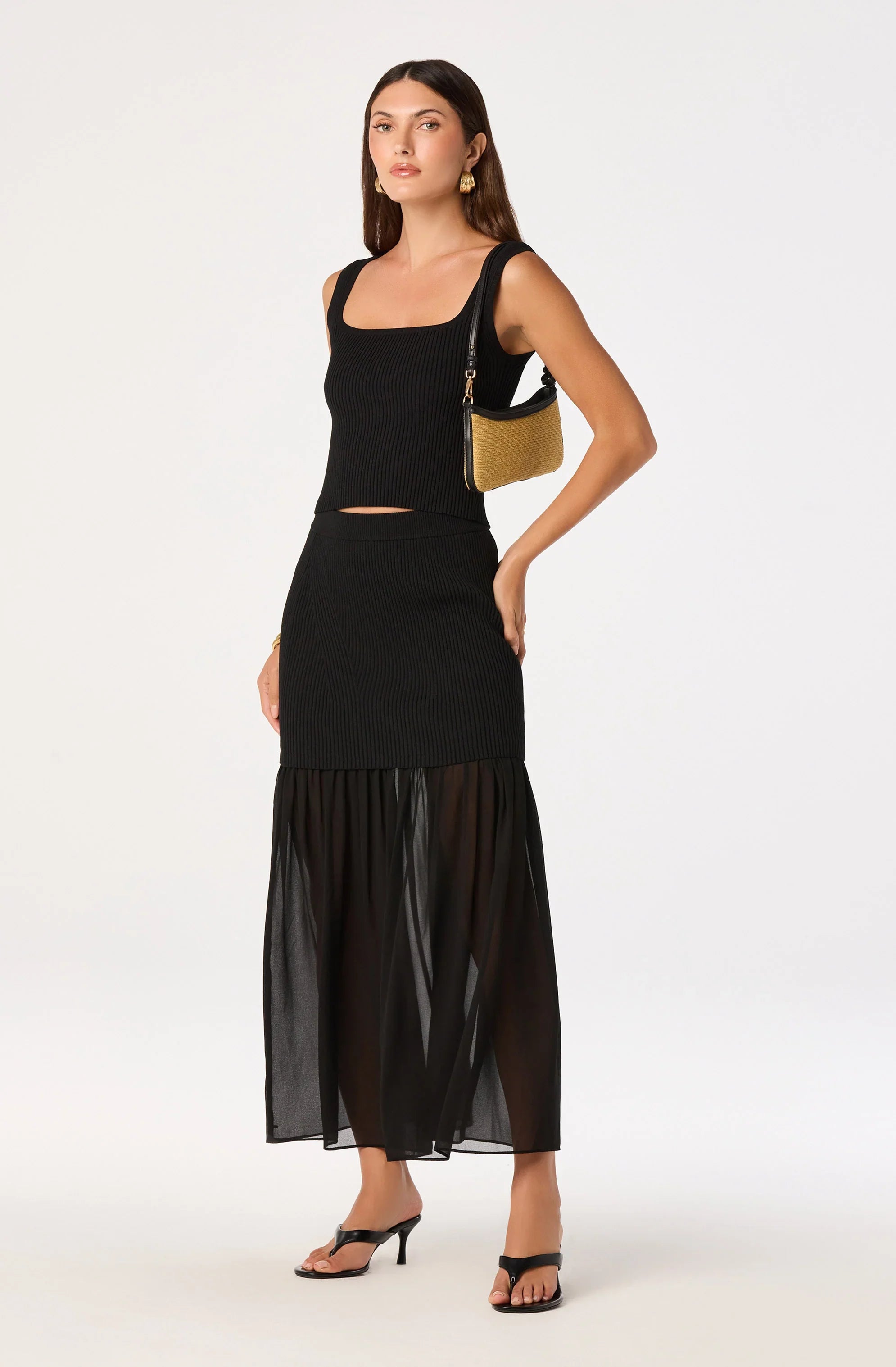Halie Mixed Media Maxi Skirt