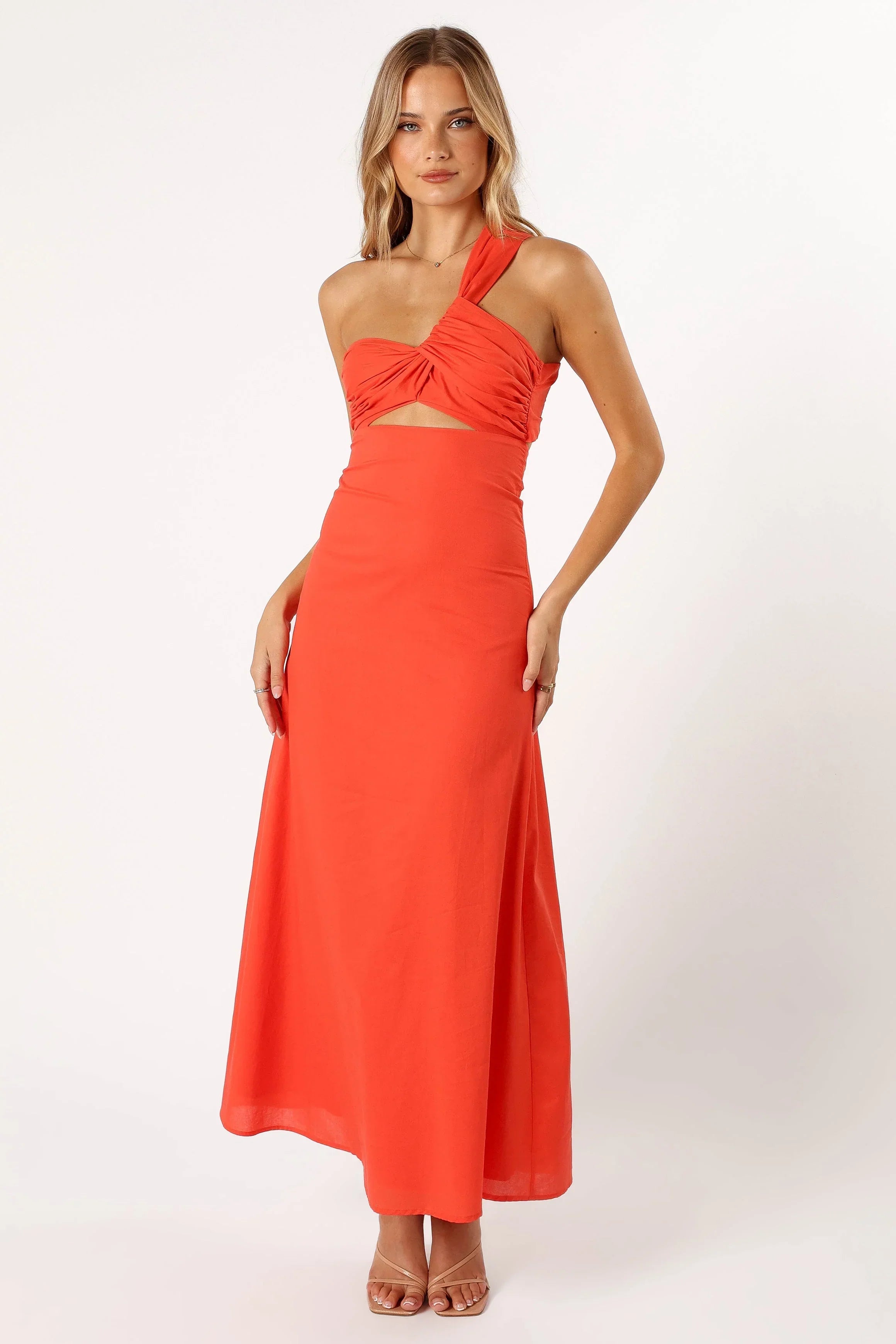 Robe longue asymétrique Luna - Tangerine