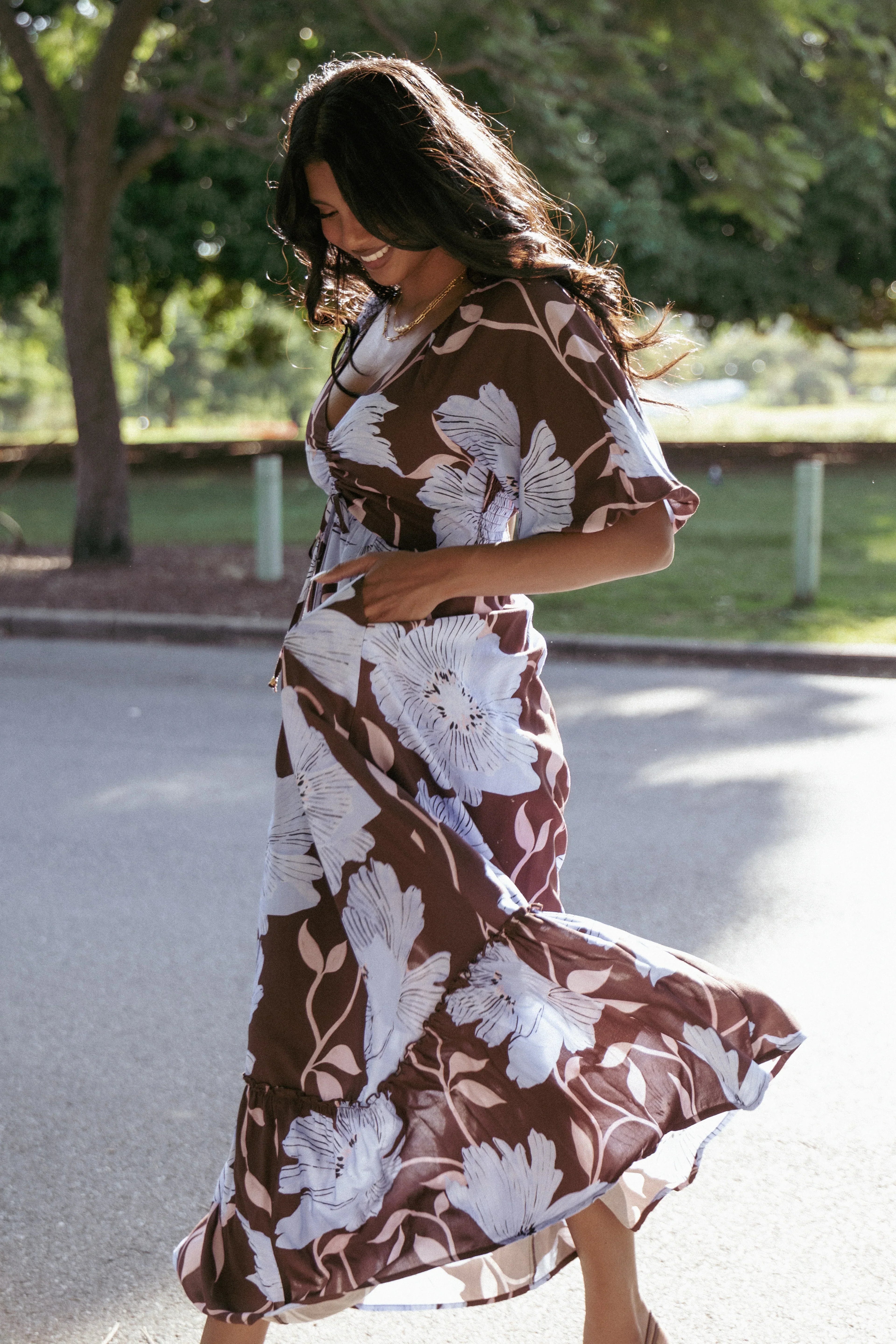 Robe longue Annabella - Coquelicots bleus
