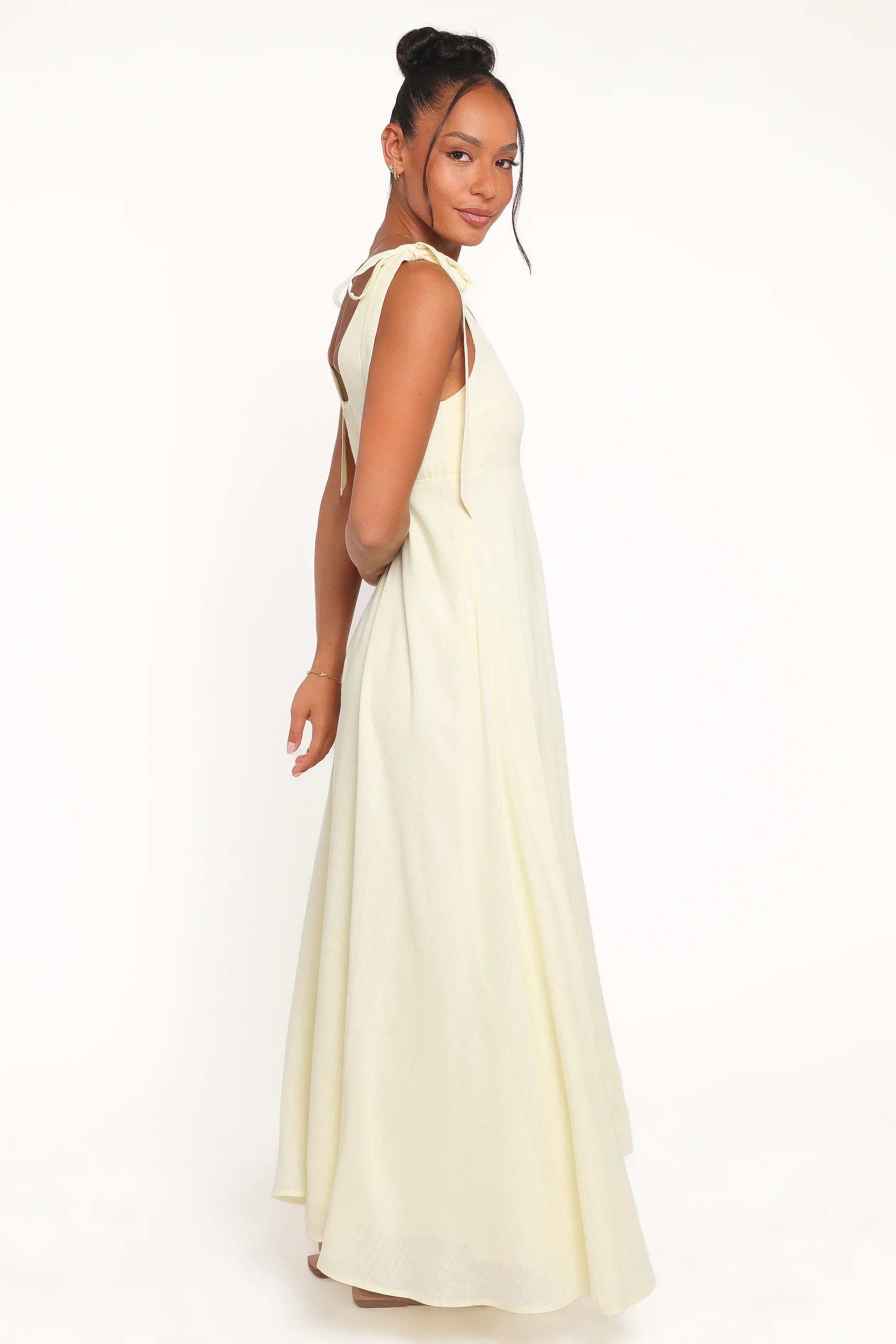 Valara Tie Shoulder Maxi Dress - Butter Yellow