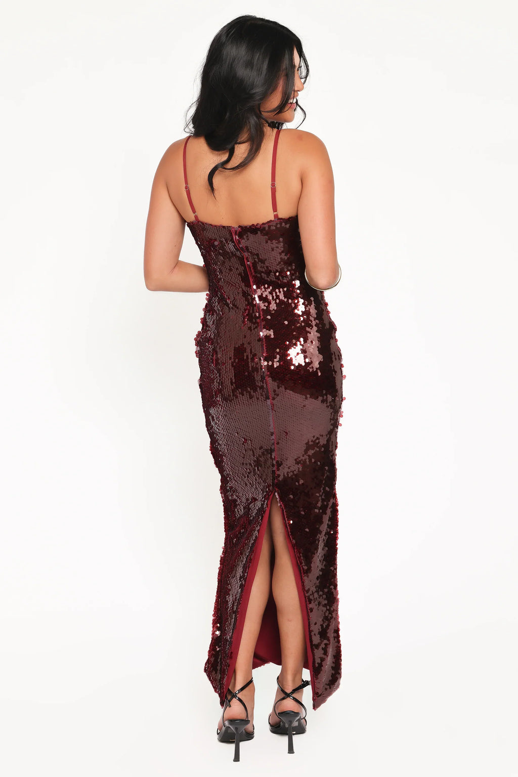 Robe midi à sequins Orlena - Bourgogne