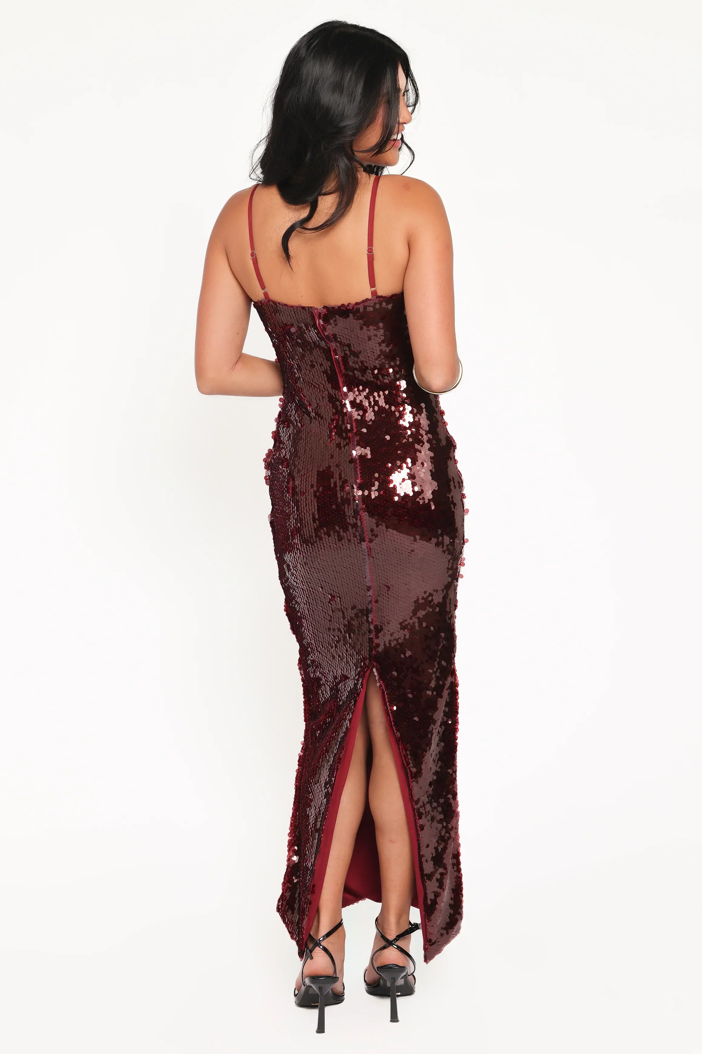 Robe midi à sequins Orlena - Bourgogne