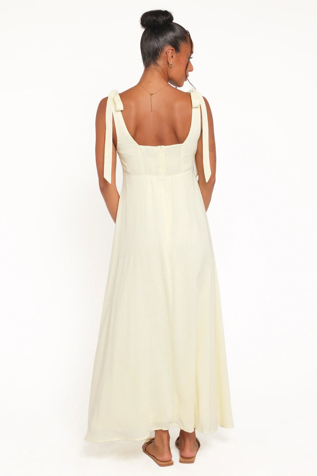 Valara Tie Shoulder Maxi Dress - Butter Yellow