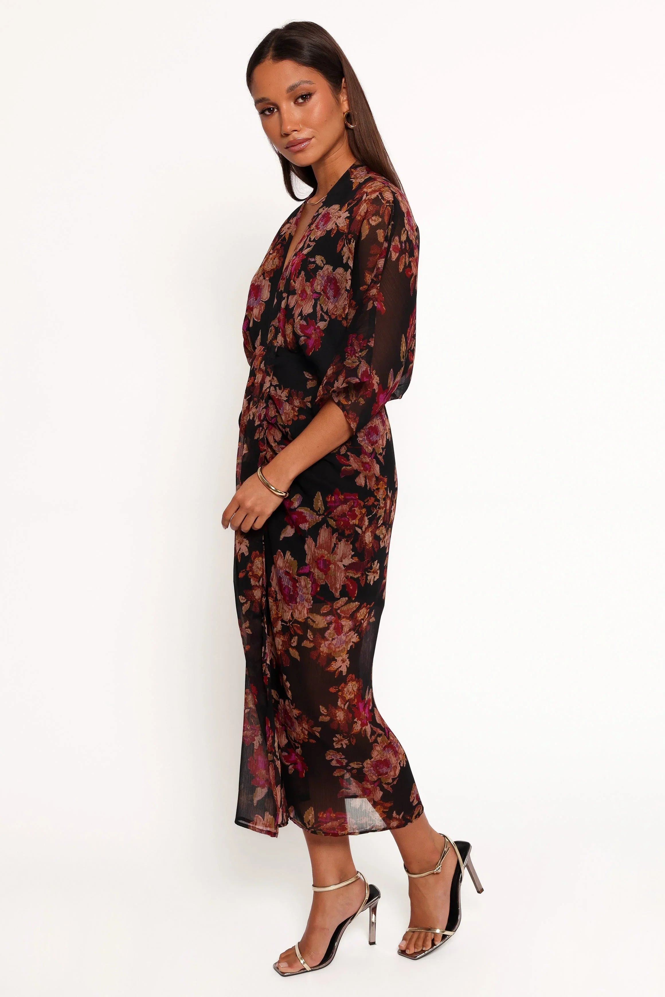 Robe longue Audrina – Imprimé floral « Deep Night »