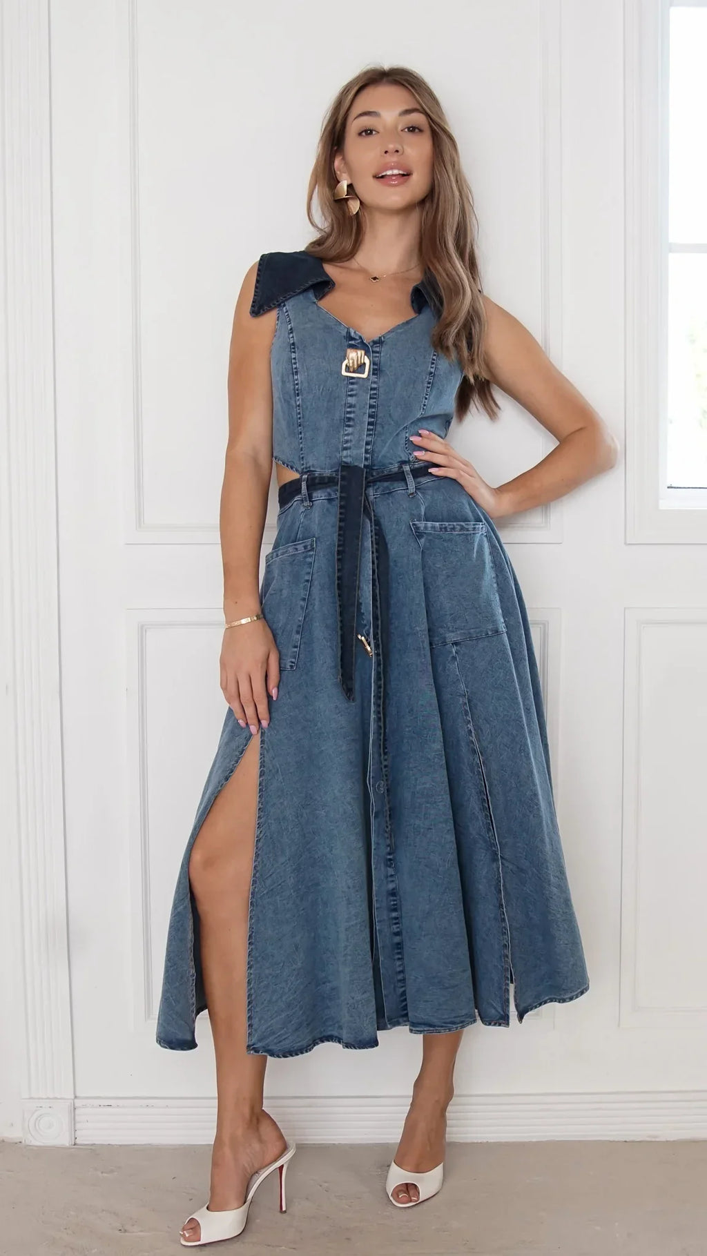 Althea Denim Midi Dress