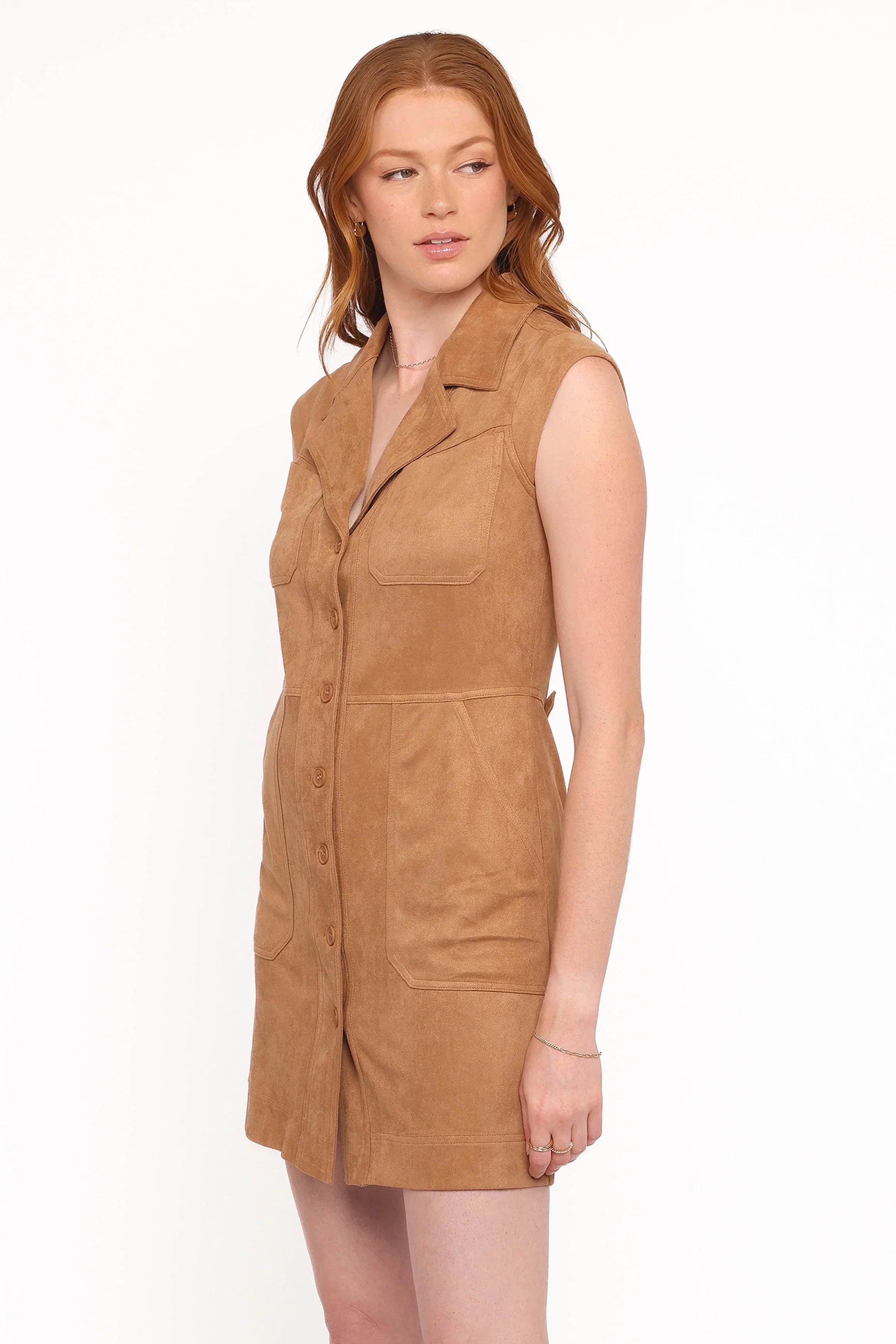 Robe courte en suédine Xoey - Camel