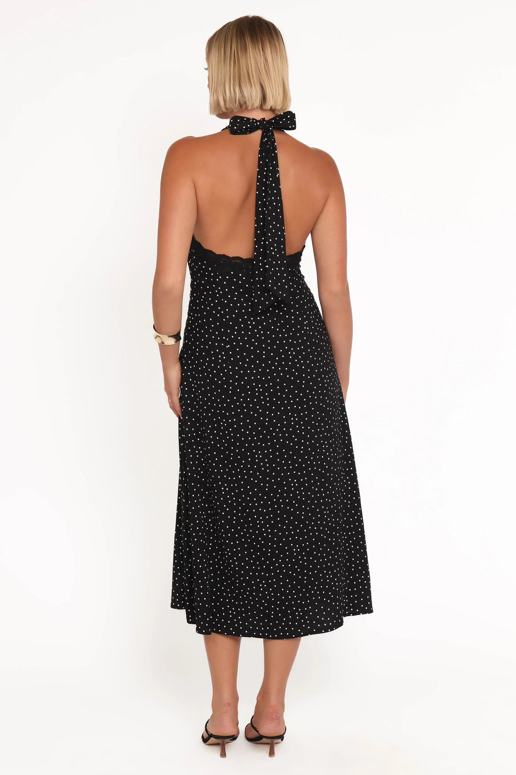 Robe longue cache-cœur Stasia - Noir et blanc