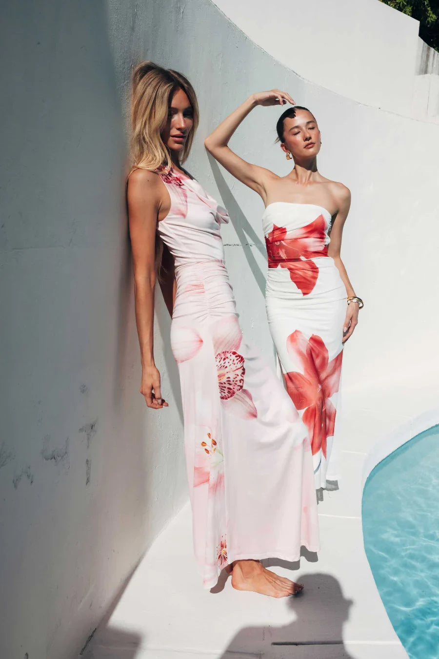 Robe longue en maille fleurie Aura