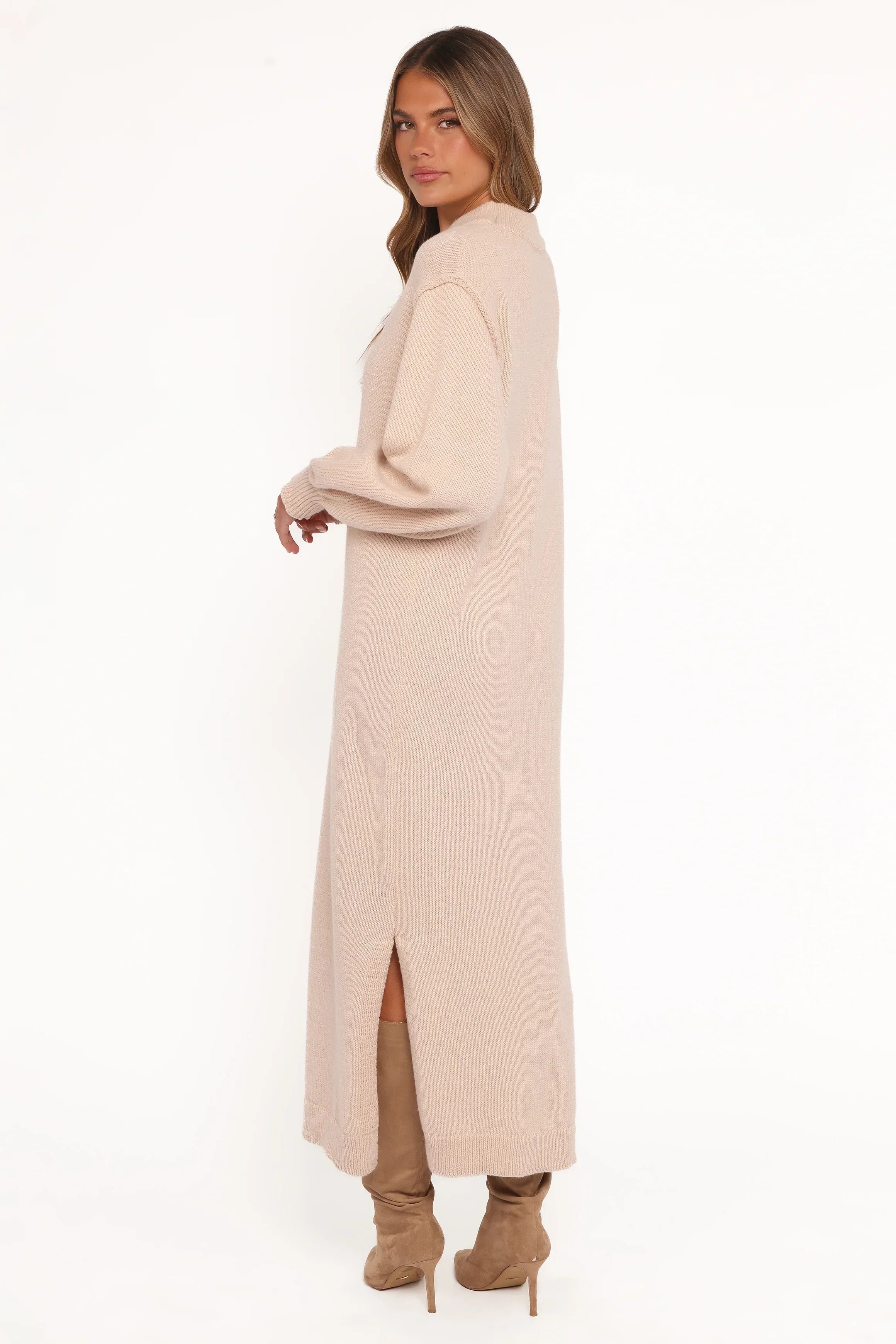 Odile Knit Midi Dress - Tan
