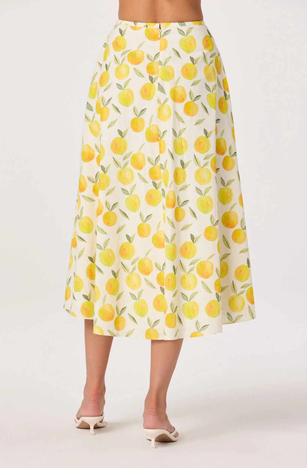 Myria Print Linen A-Line Midi Skirt
