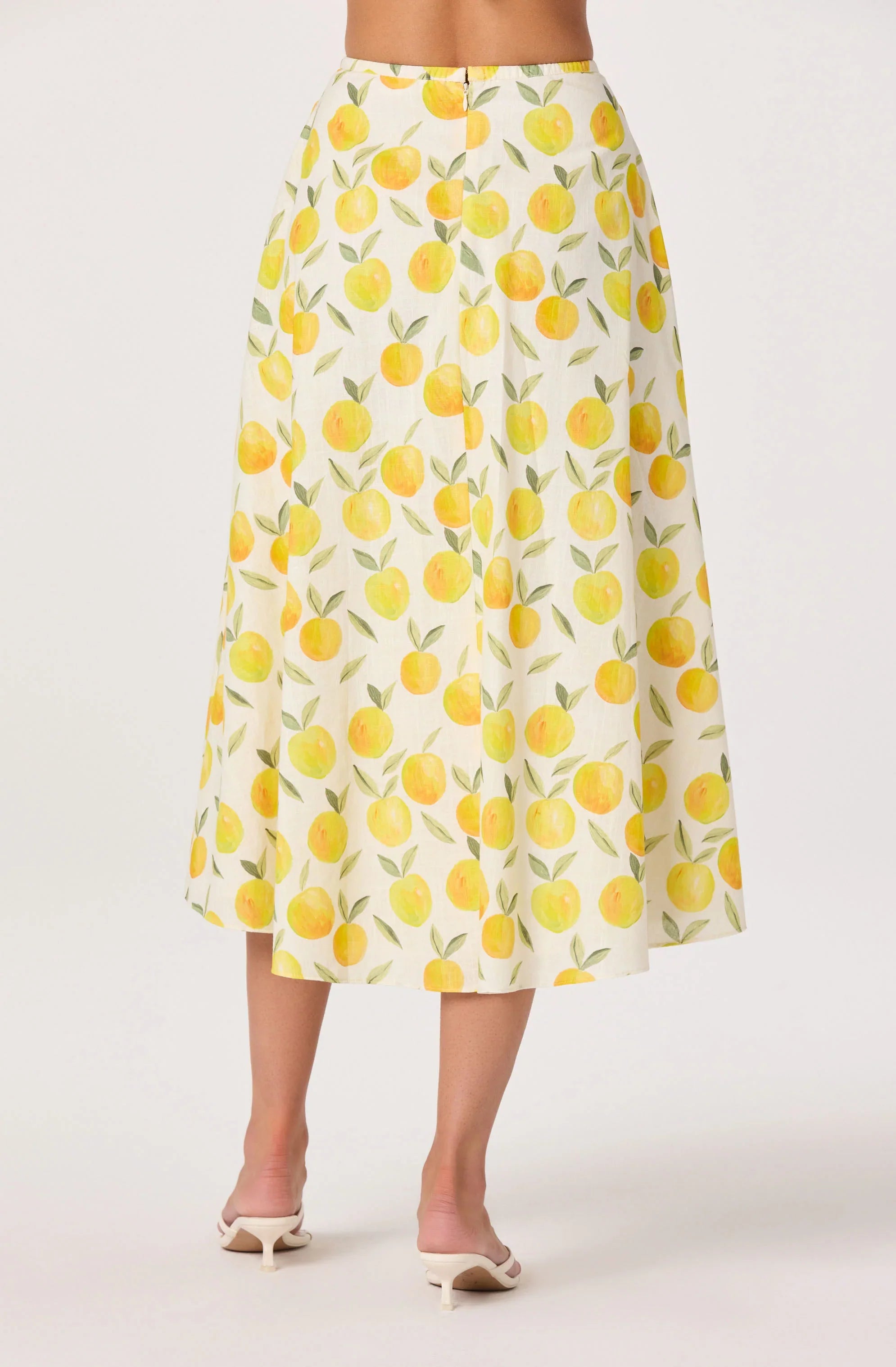 Myria Print Linen A-Line Midi Skirt