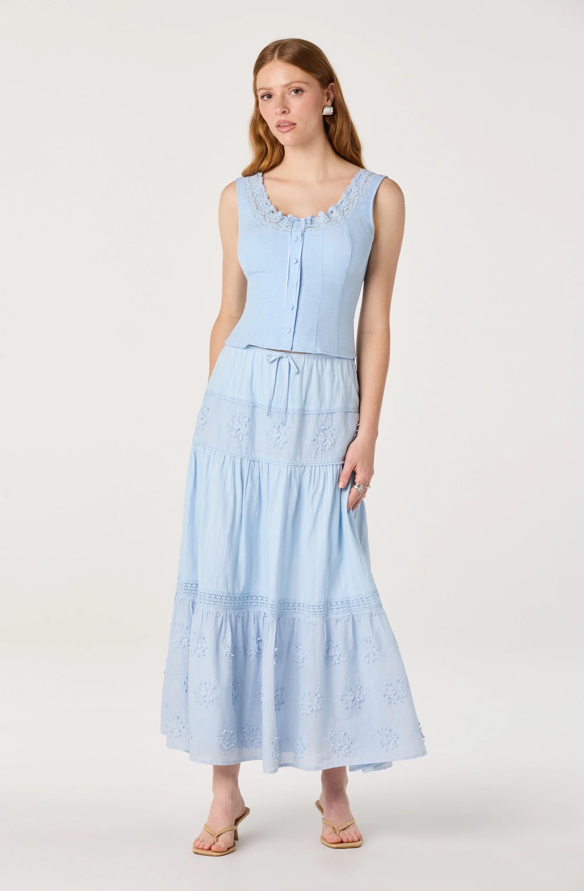 Gwyn Embroidered Midi Skirt