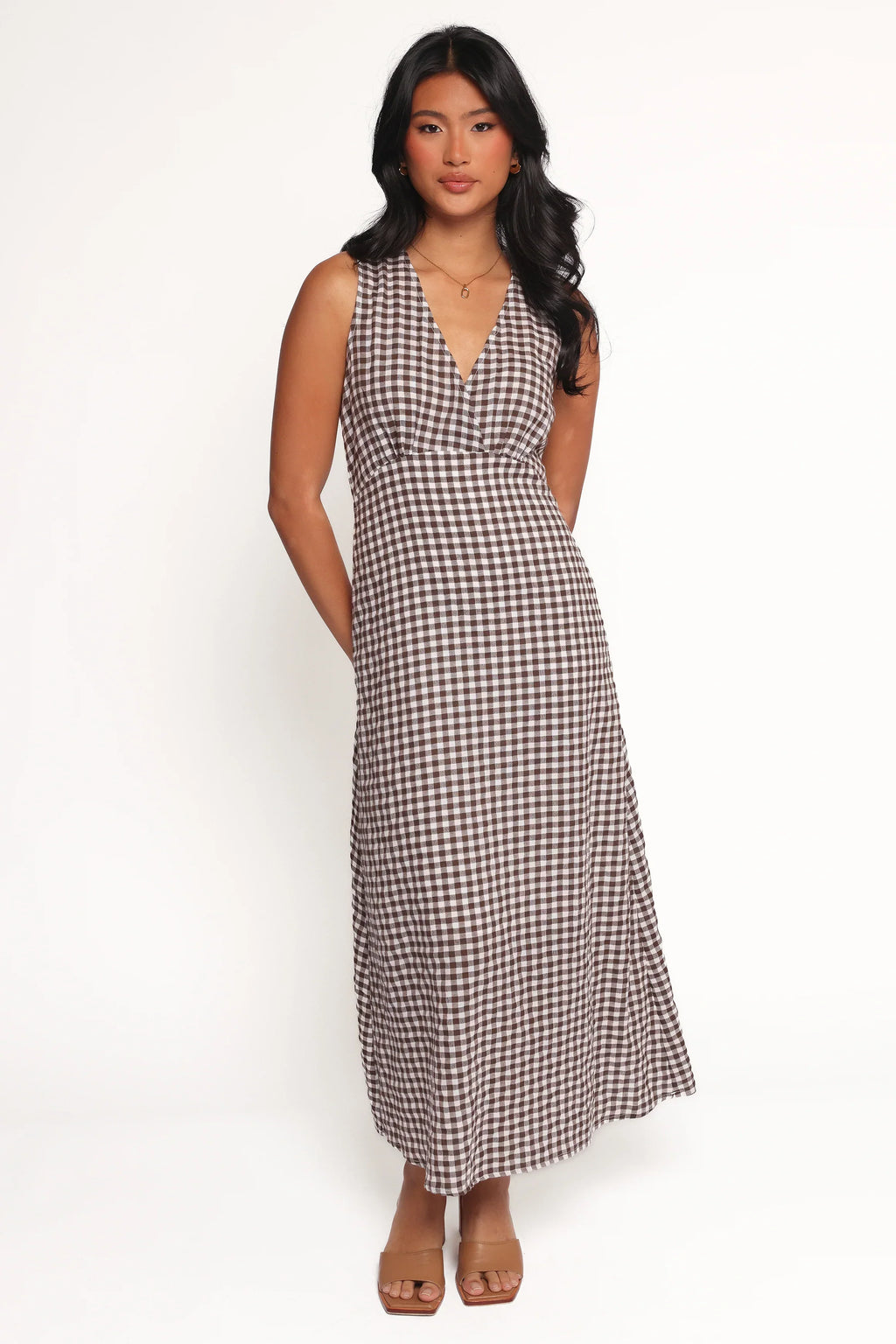 Robe Midi Queenie - Vichy Marron