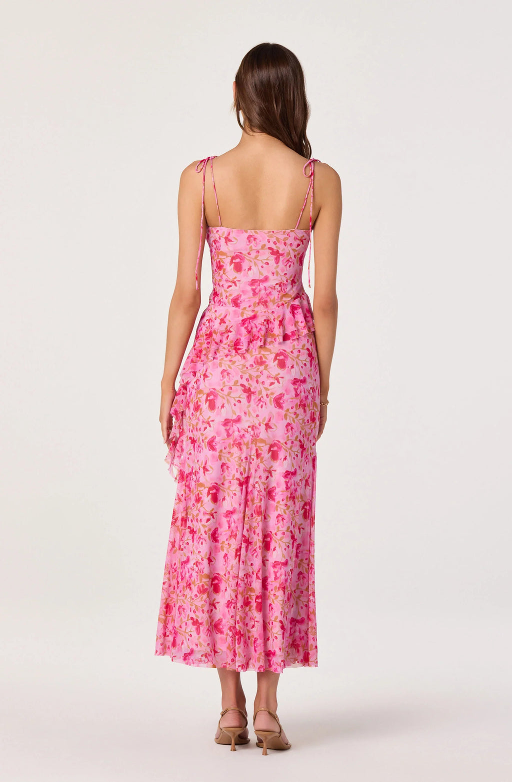 Jupe mi-longue en maille godet à motif floral Mejra