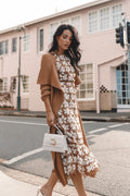 Robe longue en dentelle à manches longues Pierre - Mocha