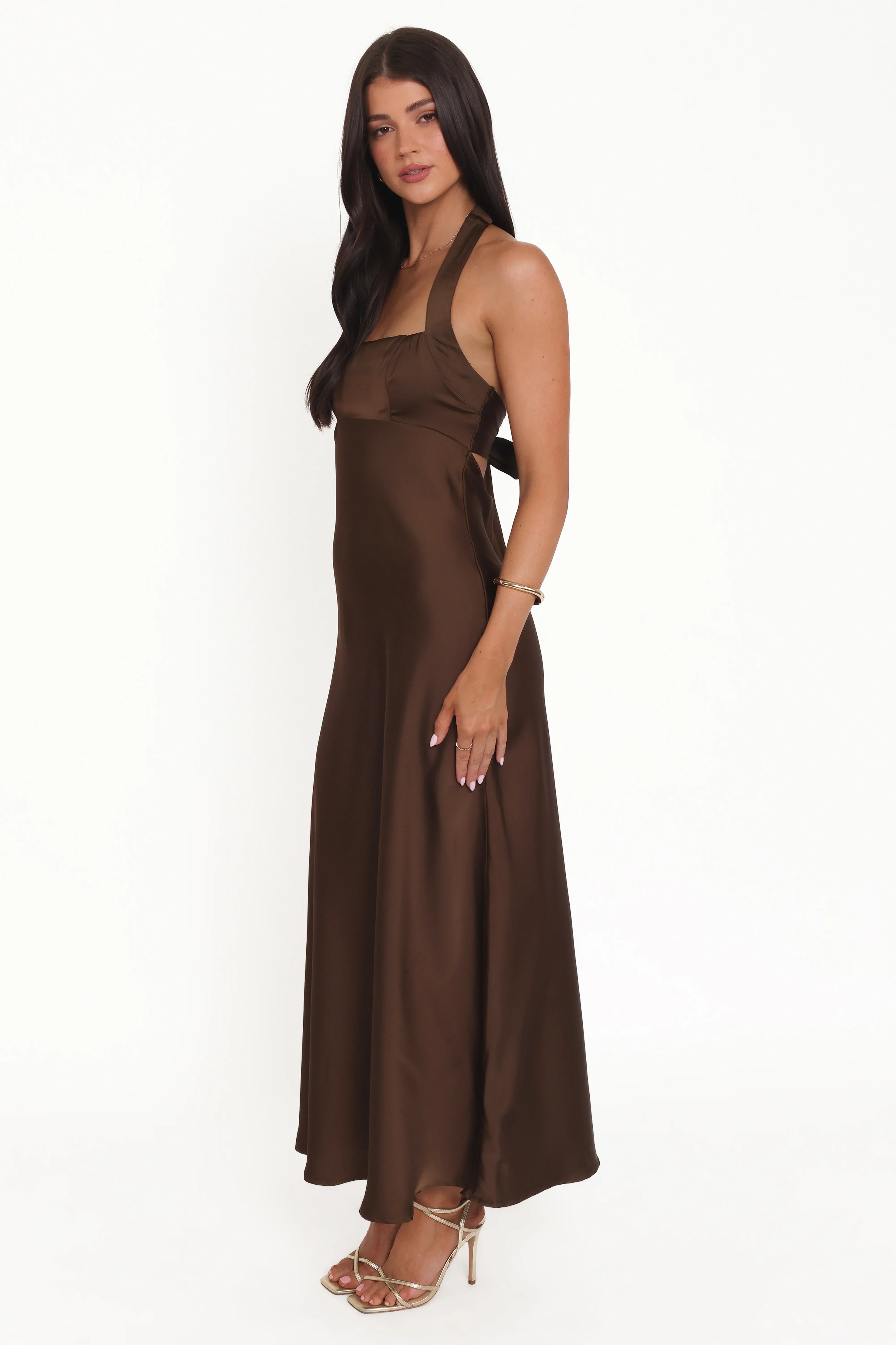 Nakita Halterneck Maxi Dress - Brown