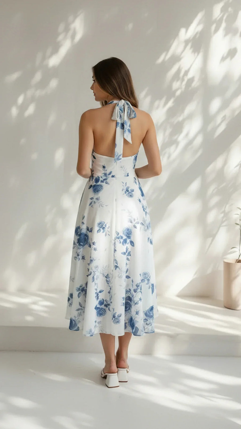 Robe midi fleurie dos nu Maribel