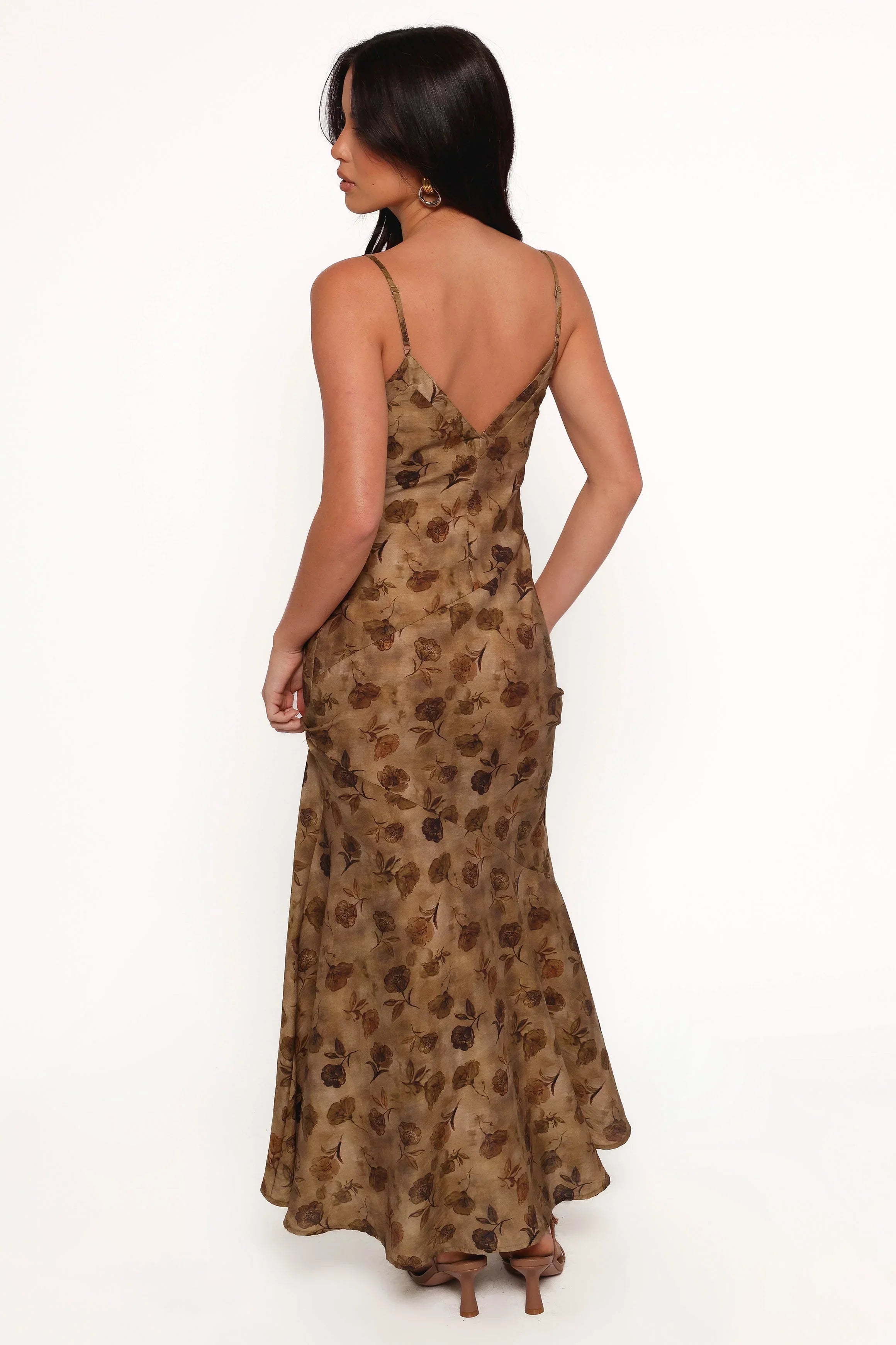 Robe midi Fia - Fleurs mordorées