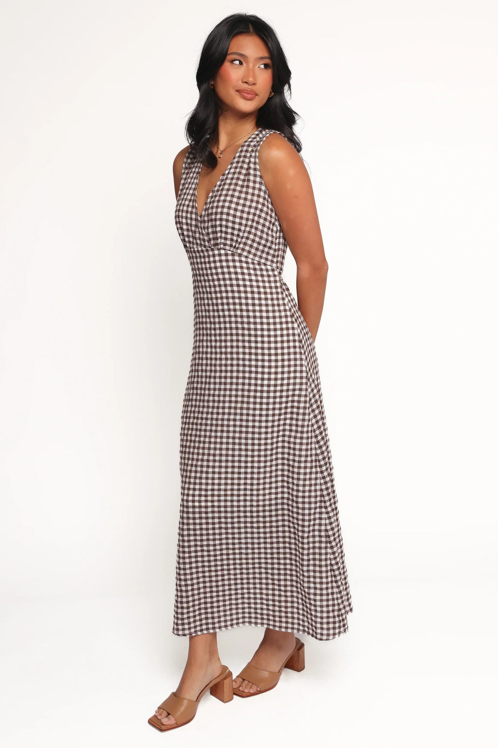 Robe Midi Queenie - Vichy Marron