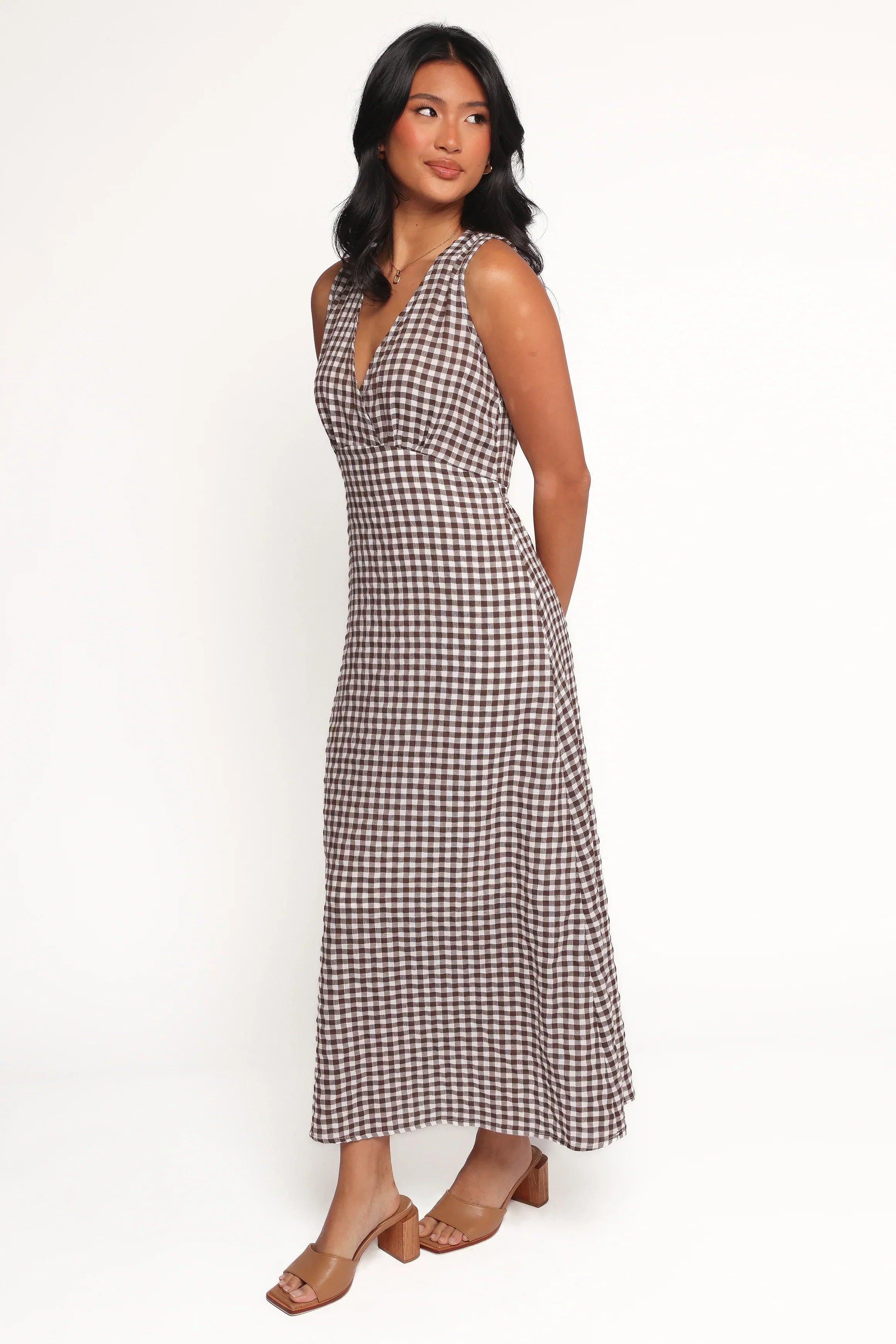 Robe Midi Queenie - Vichy Marron