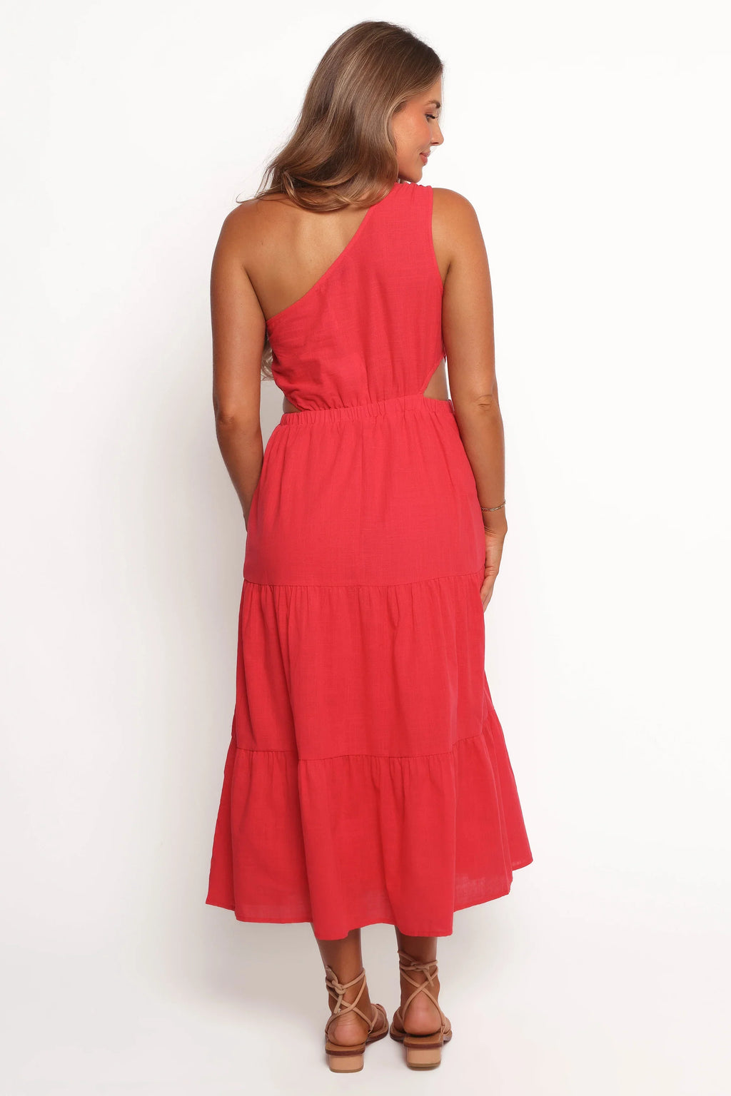 Robe midi asymétrique Teresa - Rouge
