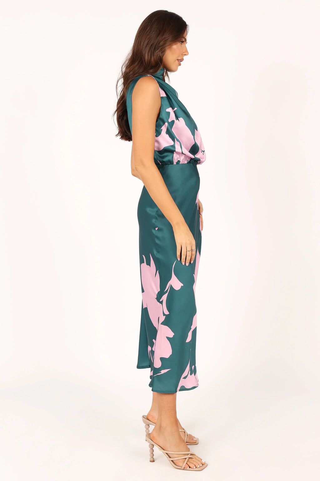Robe Midi Anabelle Col Montant - Vert Rose