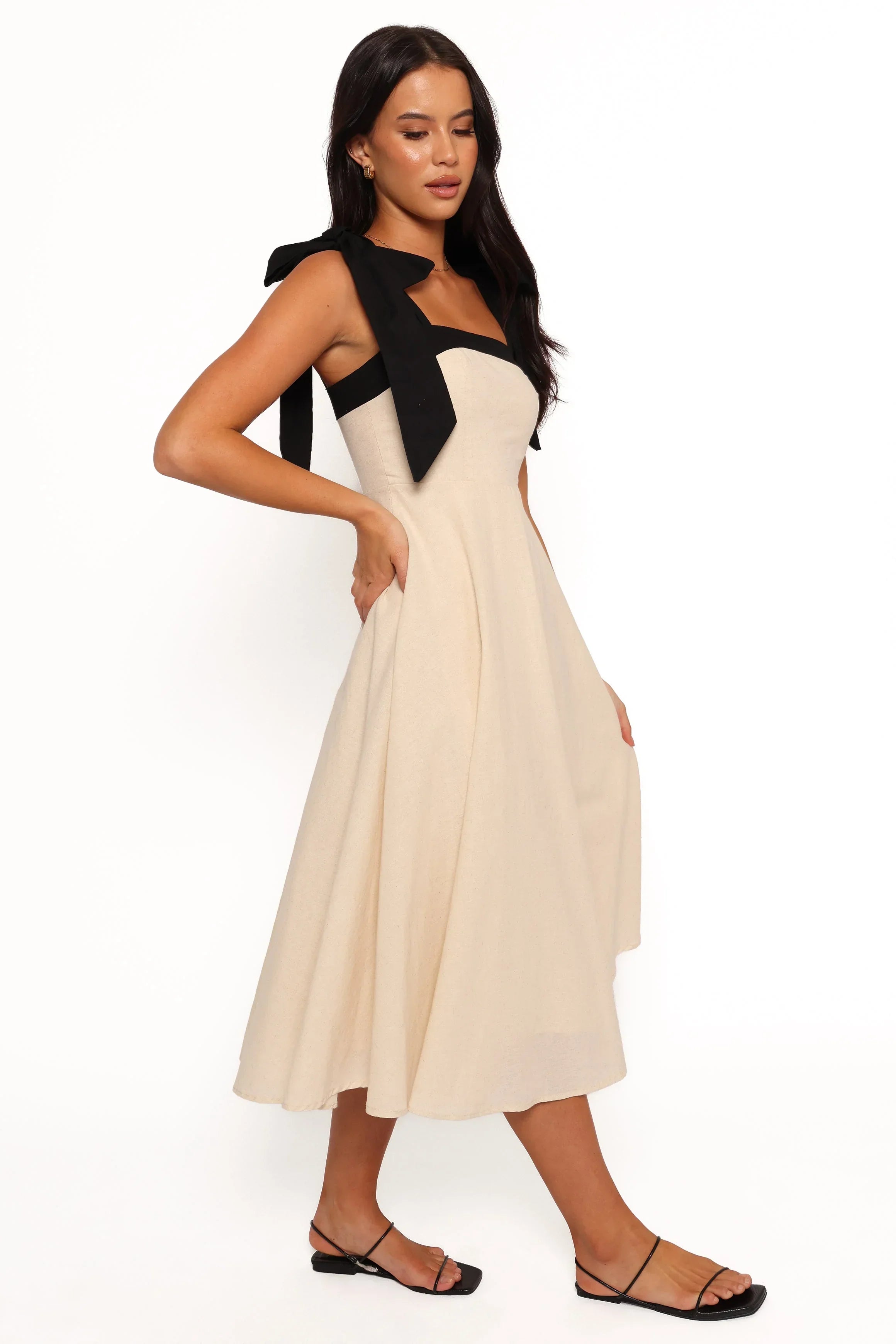 Robe midi Olinda - Noir avoine