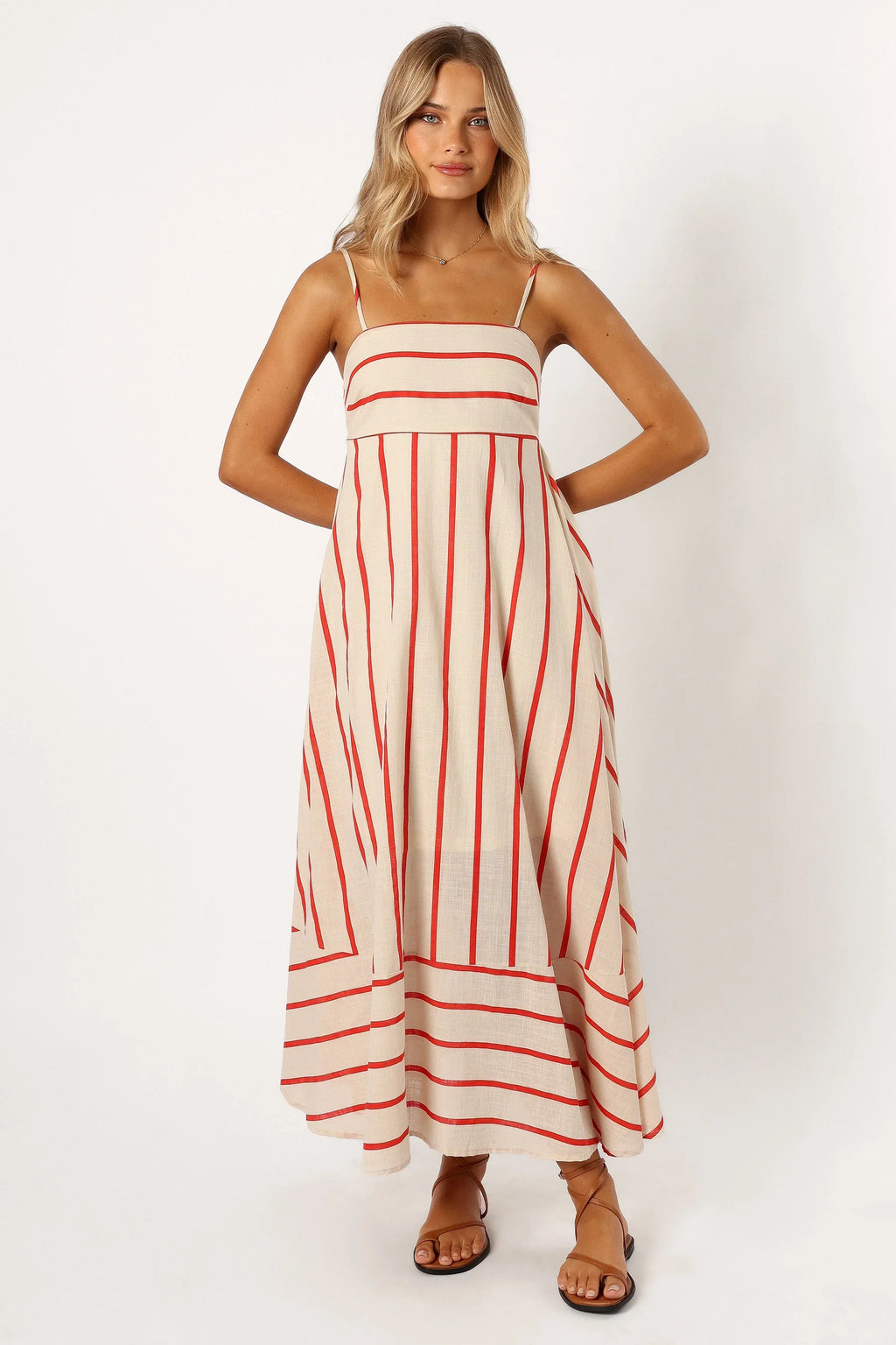 Robe longue Brea - Rayures crème
