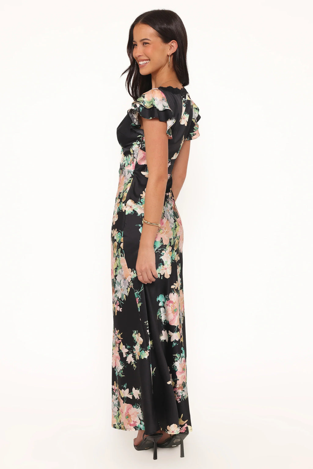 Robe longue Arella - Imprimé floral noir