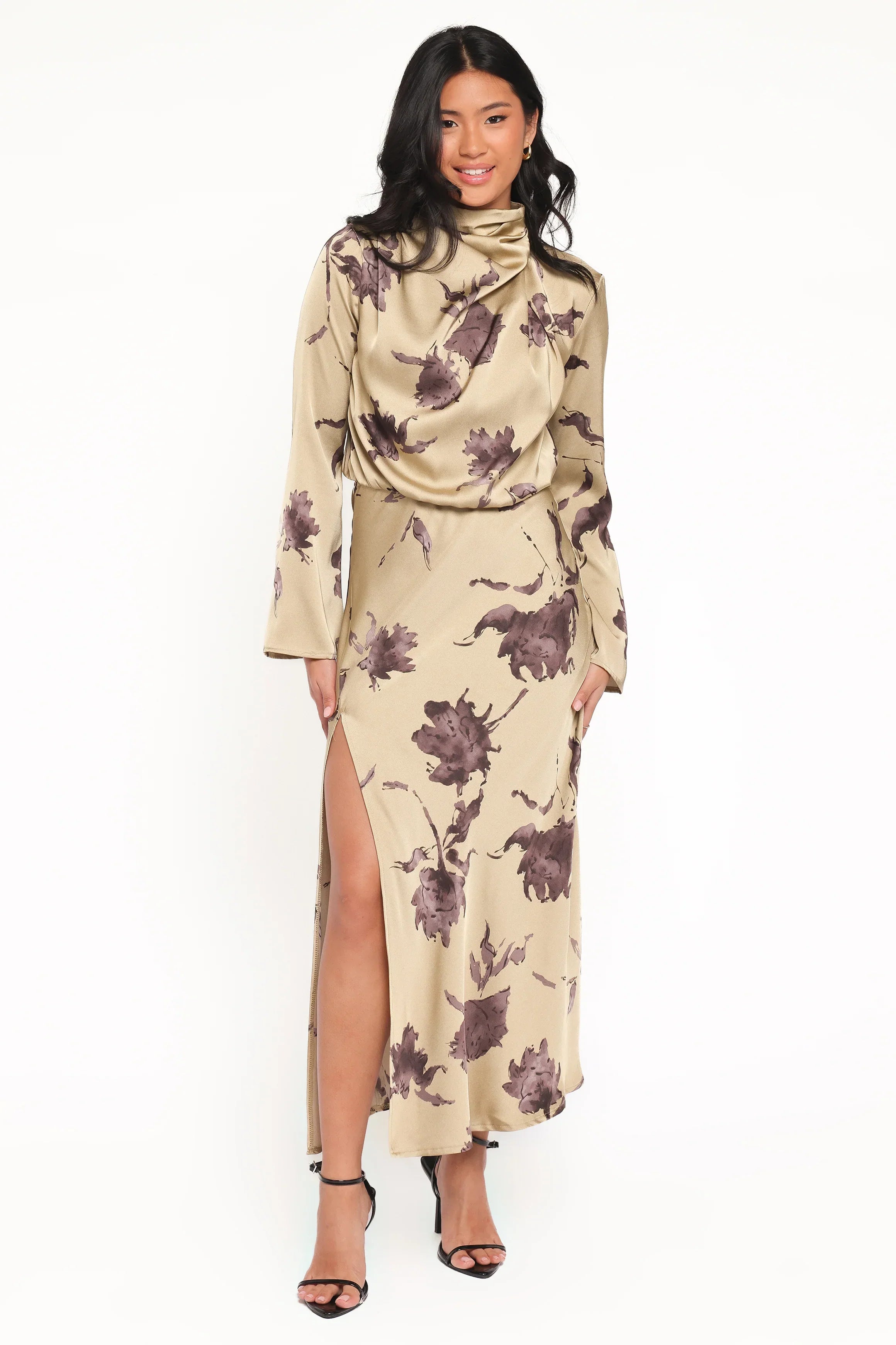 Robe longue Kristyn à manches longues - Imprimé floral olive
