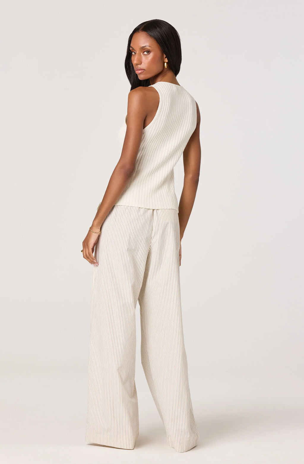 Neha Striped Linen High-Rise Wide Leg Pants