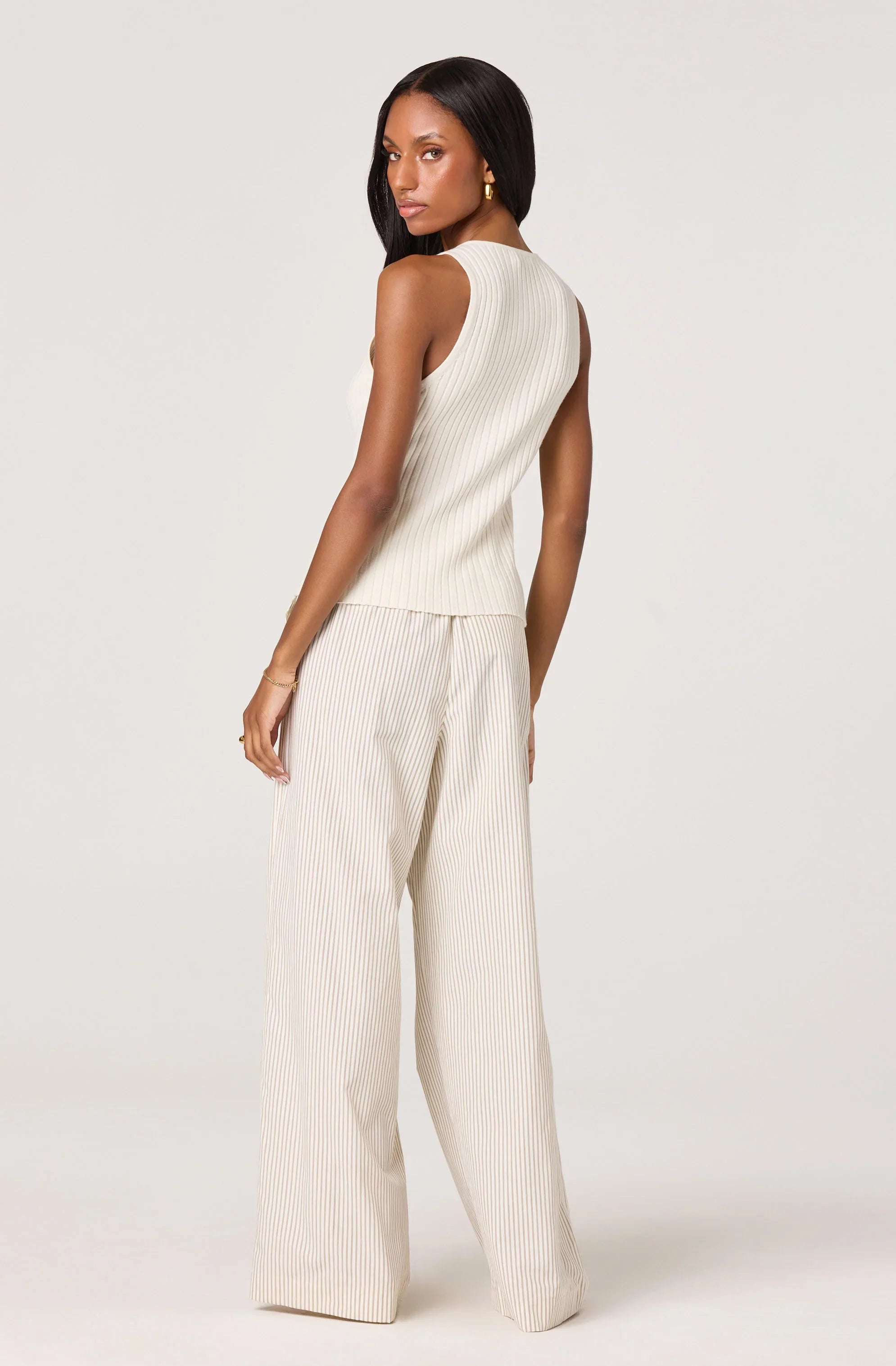 Neha Striped Linen High-Rise Wide Leg Pants