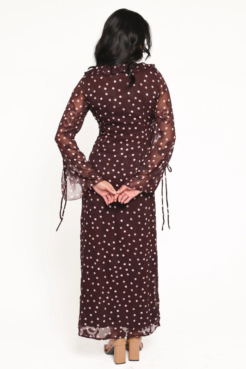 Robe longue Delta - Prune à pois