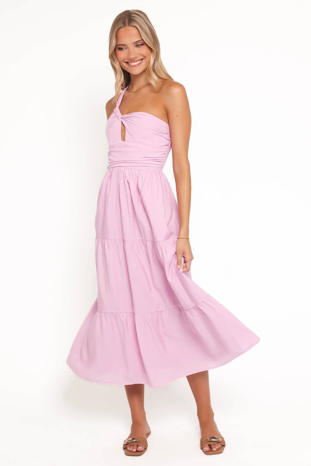 Robe longue asymétrique Vinny - Rose