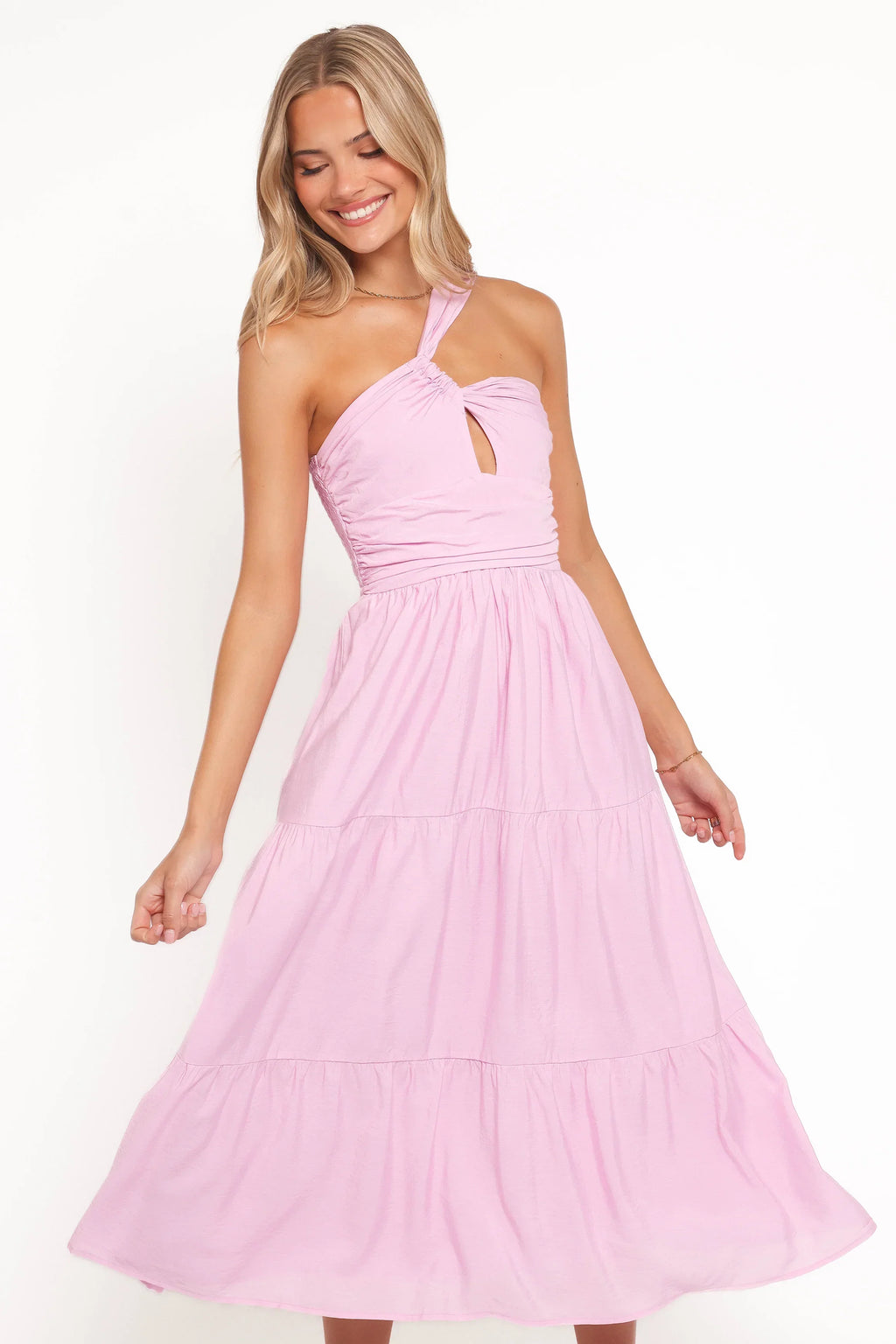 Robe longue asymétrique Vinny - Rose